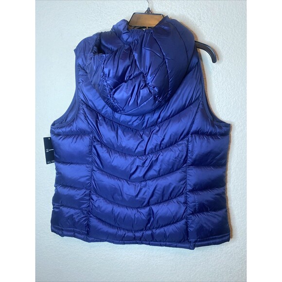 New Charter Club Puffer Vest Removable Hood  Winter 1X Warm Womens Blue gorp - Picture 4 of 8